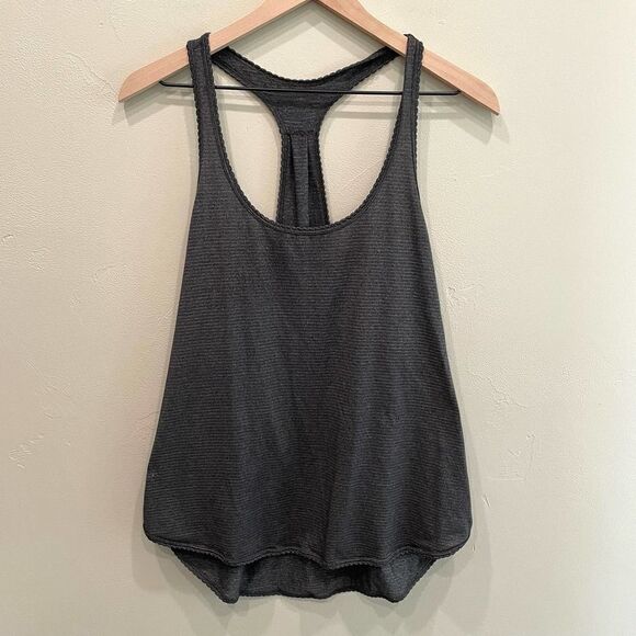 Lululemon Dark Heather Gray Stripe Racerback Tank Top - Picture 1 of 9